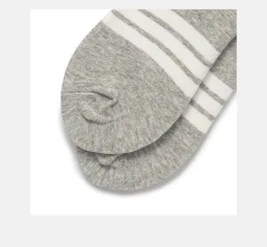 Unisex casual cotton boat socks featuring minimalist three-stripe design for summer wear.