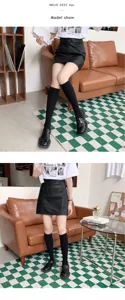 Women knee high socks black long cotton socks Japanese JK style cute fashion hosiery apparel