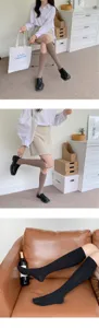 Women knee high socks spring summer cotton ribbed long socks jk school style cute fashion