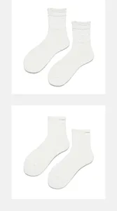White lolita lace mid-calf socks detailed view, sweet girl cute sheer hosiery for daily wear.