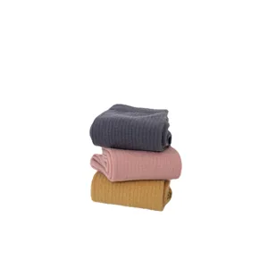Damen Rippstrick Baumwollsocken einfarbig, bequem, weich, lässige Socken im 3er Set Alltag