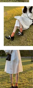 Vintage ethnic gold thread floral mid-calf socks for women, retro Japanese autumn winter footwear.