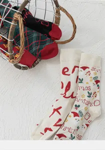 Christmas socks cute santa long winter casual cotton socks festival hosiery pair women men