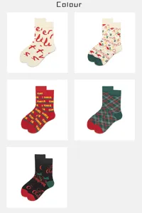 Christmas cotton mid-tube socks for men and women, cute holiday patterns and letters.
