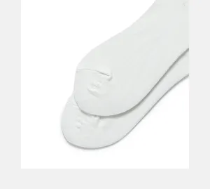 Close-up detail of soft white cotton knit sock texture, showcasing fine stitching craftsmanship.