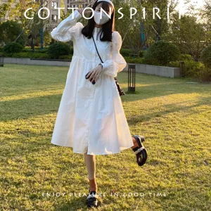 Japanese vintage style women mid-tube socks and white dress autumn cotton college