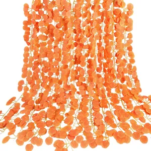Kunstmatige oranje eucalyptus bladeren slingers voor bruiloft feest herfst decoratie