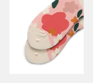 Women sweet floral cotton socks mid tube Japanese style casual cute spring autumn daily wear