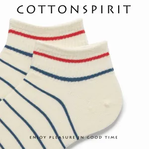 Cotton striped low cut boat socks for men women breathable summer casual short socks