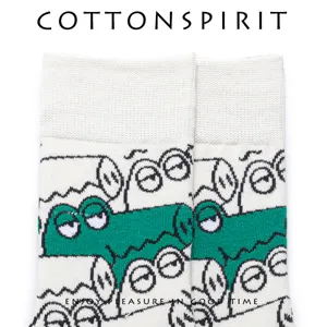 Trendy cartoon crocodile mid-tube cotton socks for men and women streetwear fashion casual