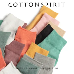 Summer thin mesh socks for women, breathable cotton solid color cute mid tube socks.