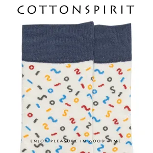 Chaussettes mi-mollet tendance couple esprit coton avec motifs numériques abstraits colorés.