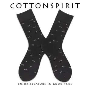 Classic black cotton mid-calf socks for men and women featuring stylish letter prints.