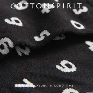 Street style crew socks with number pattern, comfortable cotton unisex casual socks for daily wear.