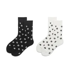 Unisex street style mid-tube cotton socks featuring trendy digital number prints in black and white.