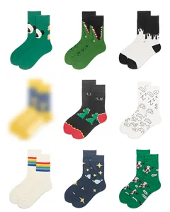 Unisex cotton mid-calf socks with various trendy street style prints and patterns for daily wear.