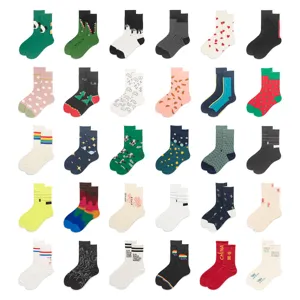 Unisex Cotton Crew Socks Streetwear Skateboard Casual Fashion Socks Colorful Pattern Mid-Calf Socks For Men Women