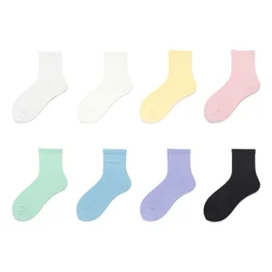 Calcetines media caña mujer verano coloridos transpirables algodón sólido set diario