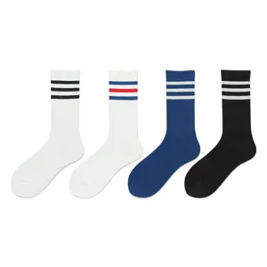 Chaussettes de sport rayées classiques pour hommes et femmes, style collégien japonais.