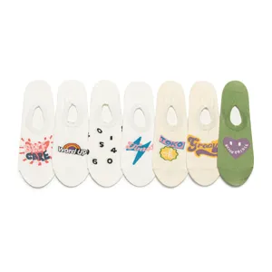 Trendy low-cut cotton socks for men and women, casual invisible boat socks with cute prints.