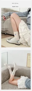 Japanese cute lace ruffle mid-calf socks breathable cotton casual hosiery for women spring
