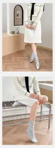 Women ballet style stack socks cute bow mid tube socks for spring summer casual wear