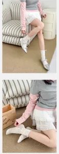 Cute bow mid-tube socks for women, stylish thin cotton spring summer ballet socks.