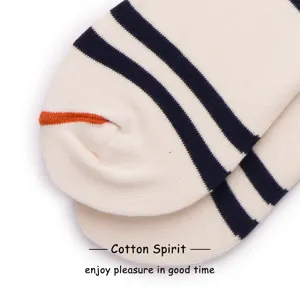 Classic cotton striped mid-tube socks for men and women, comfortable daily casual wear.