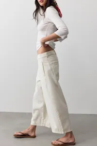 Damen retro lose lässige weite Bein Jeans Hose, Herbst Mode bequeme Passform für Alltag.