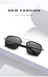 Gros plan détaillé de lunettes de soleil polarisées pour hommes avec élégante double pont.