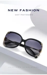 Stylish oversized metal sunglasses for women with trendy chain temples and UV protection.