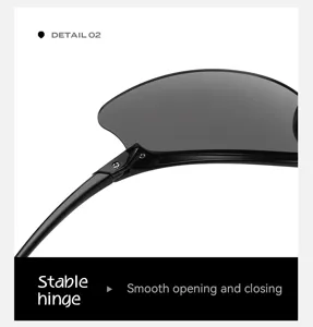 Detailed close-up shot of the sunglasses hinge mechanism, highlighting stable and smooth opening.