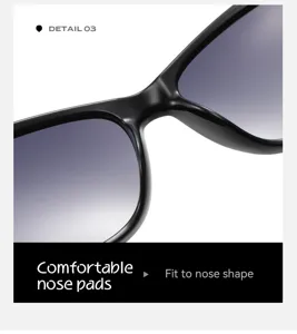 Lunettes de soleil noires pour femmes détail verres dégradés plaquettes de nez confortables