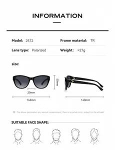 Lunettes de soleil polarisées femme monture TR légère 27g protection UV mode.