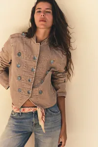 Women casual long sleeve military style jacket coat fashion vintage outerwear for autumn winter
