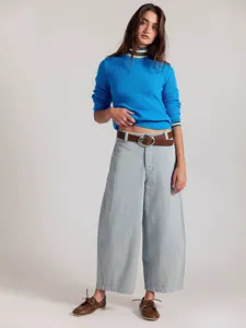 Damen retro lose freizeithose weites bein jeans herbst mode vielseitige denim hohere taille