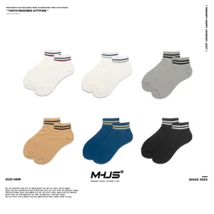 Men Casual Striped Cotton Boat Socks Thin Breathable Sweat Absorbent Short Socks Spring Autumn Sport Socks Footwear