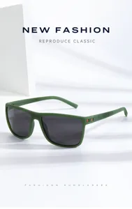 Men's polarized sports sunglasses with green textured frame and UV protection for outdoor cycling.