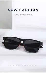 Men polarised sunglasses fashion square sports outdoor driving sun glasses black frame.