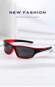 Gafas de sol deportivas polarizadas hombre ciclismo exterior montura rojo negro detalle