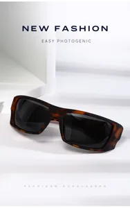 Lunettes de soleil polarisées écaille de tortue carrées pour pêche et mode quotidienne.