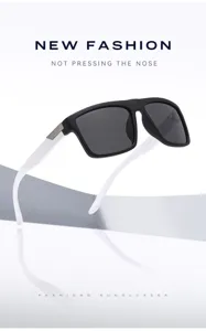 Nouvelles lunettes de soleil carrées rétro pour homme, polarisées anti-UV avec branches blanches.