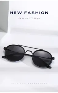 Classic metal double bridge round sunglasses for men and women UV protection fashion eyewear