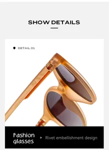 Gros plan sur les lunettes de soleil polarisées tendance avec branches rivetées.