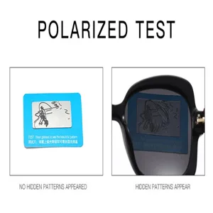 Vue détaillée du test polarisé montrant la protection UV et anti-reflets des lunettes.