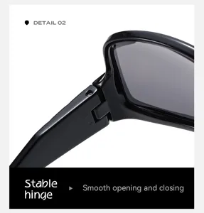 Vue detaillee de lunettes de soleil polarisees retro pour homme avec charniere solide.