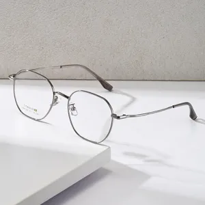 Montatura per Occhiali Leggera Minimalista in Beta Titanio Donna Uomo Poligono Retro Occhiali Ottici