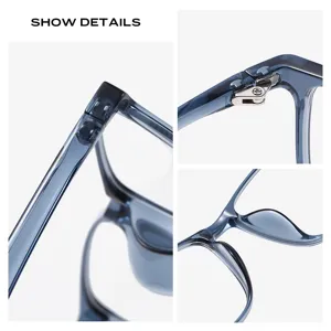 Monture de lunettes de myopie flexible TR90 gris transparent avec des charnières solides.