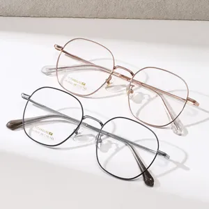 Monture de Lunettes de Vue Ronde en Titane Léger Anti-Lumière Bleue Hommes Femmes Affaires Casual
