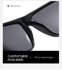 Gros plan détaillé de lunettes de soleil tendance dotées de plaquettes nasales confortables.